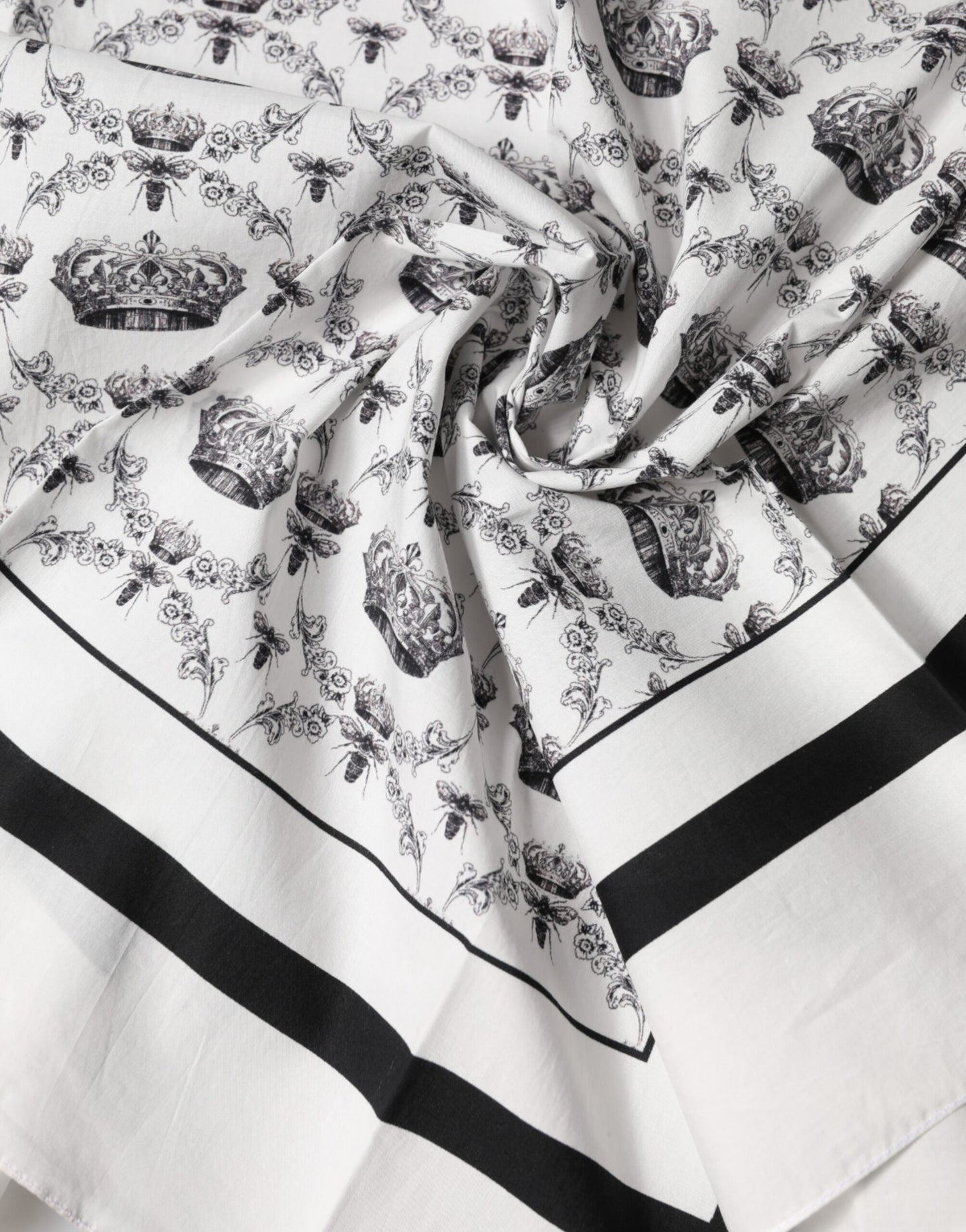 Dolce & Gabbana White Crown Cotton Men Square Foulard Scarf