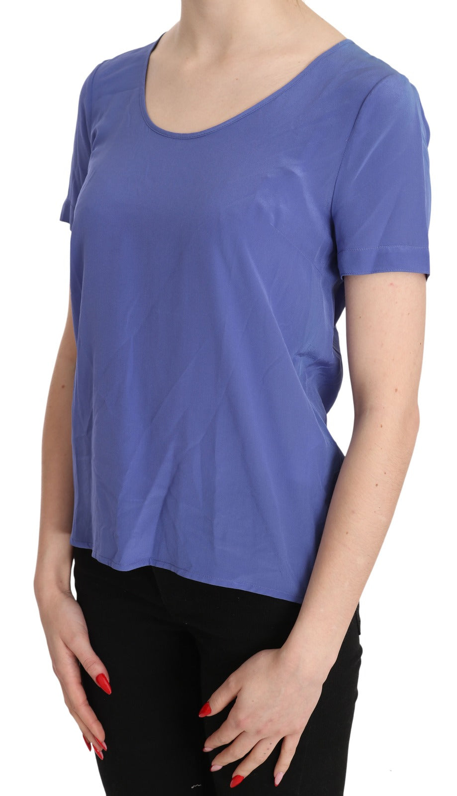 Patrizia Pepe Women's Short-Sleeve Silk Blouse - Purple