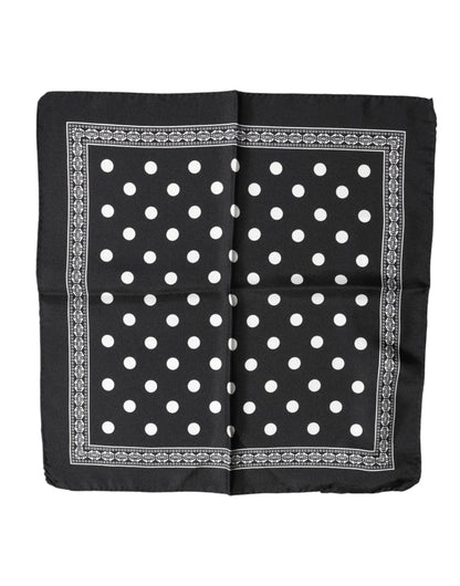 Dolce & Gabbana Black Polka Dot Square Handkerchief Scarf