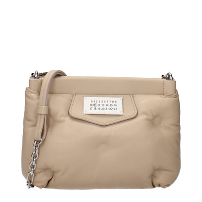 Crossbody Handbag by Maison Margiela for women in leather beige features a multifaceted silhouette, showcasing a secure and multifaceted with versatile crossbody-strap & adjustable-strap for multifaceted style.