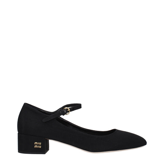 Miu Miu Black Fabric Mid Heel Pumps