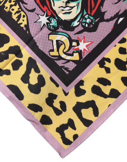 Dolce & Gabbana Multicolor Cartoon Square Foulard Scarf