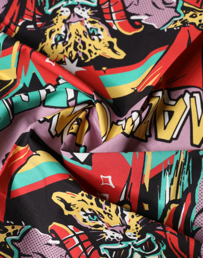 Dolce & Gabbana Multicolor Cartoon Square Foulard Scarf