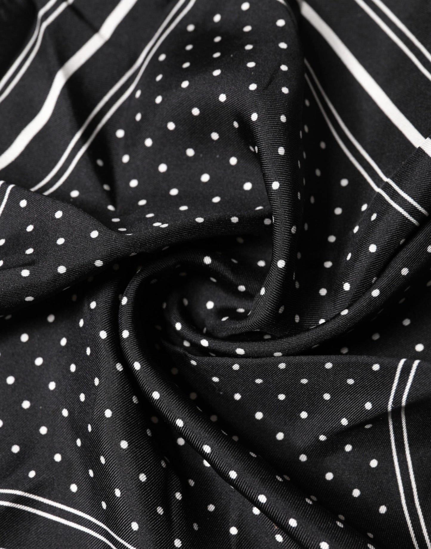 Dolce & Gabbana Scarf Black Poka Dot Men Square Handkerchief