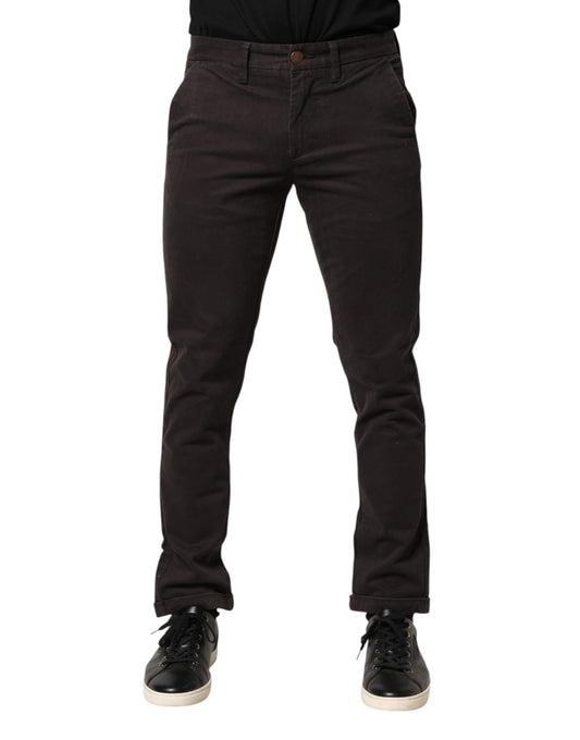 Sun68 Men's Skinny Mid Rise Stretch Cotton Trousers - Brown