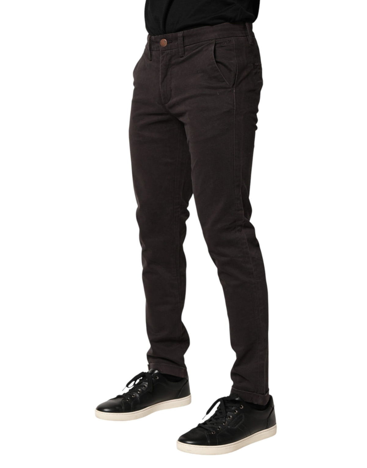 Sun68 Men's Skinny Mid Rise Stretch Cotton Trousers - Brown