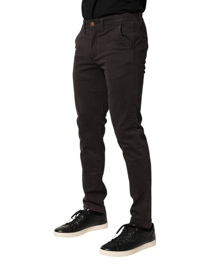 Sun68 Men's Skinny Mid Rise Stretch Cotton Trousers - Brown