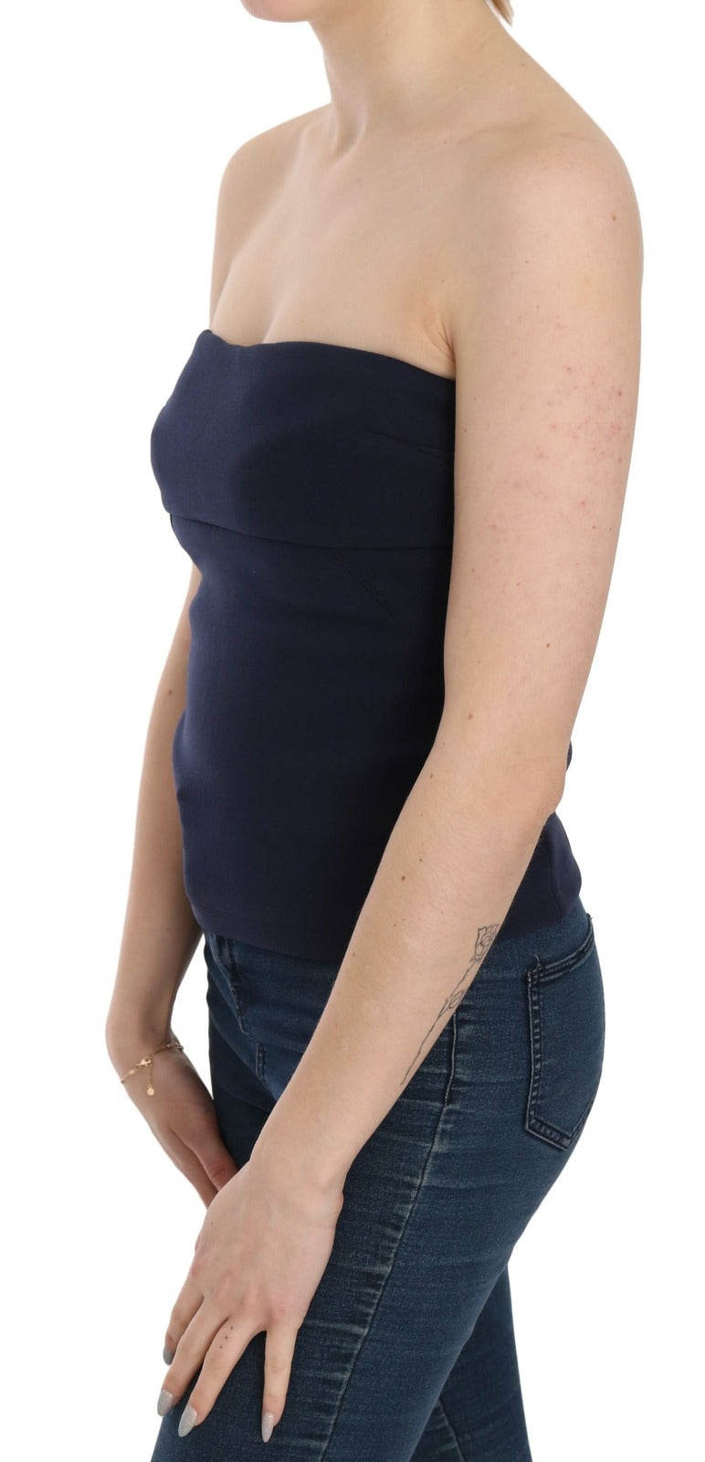 Costume National Women's Strapless Cotton Blouse - Blue