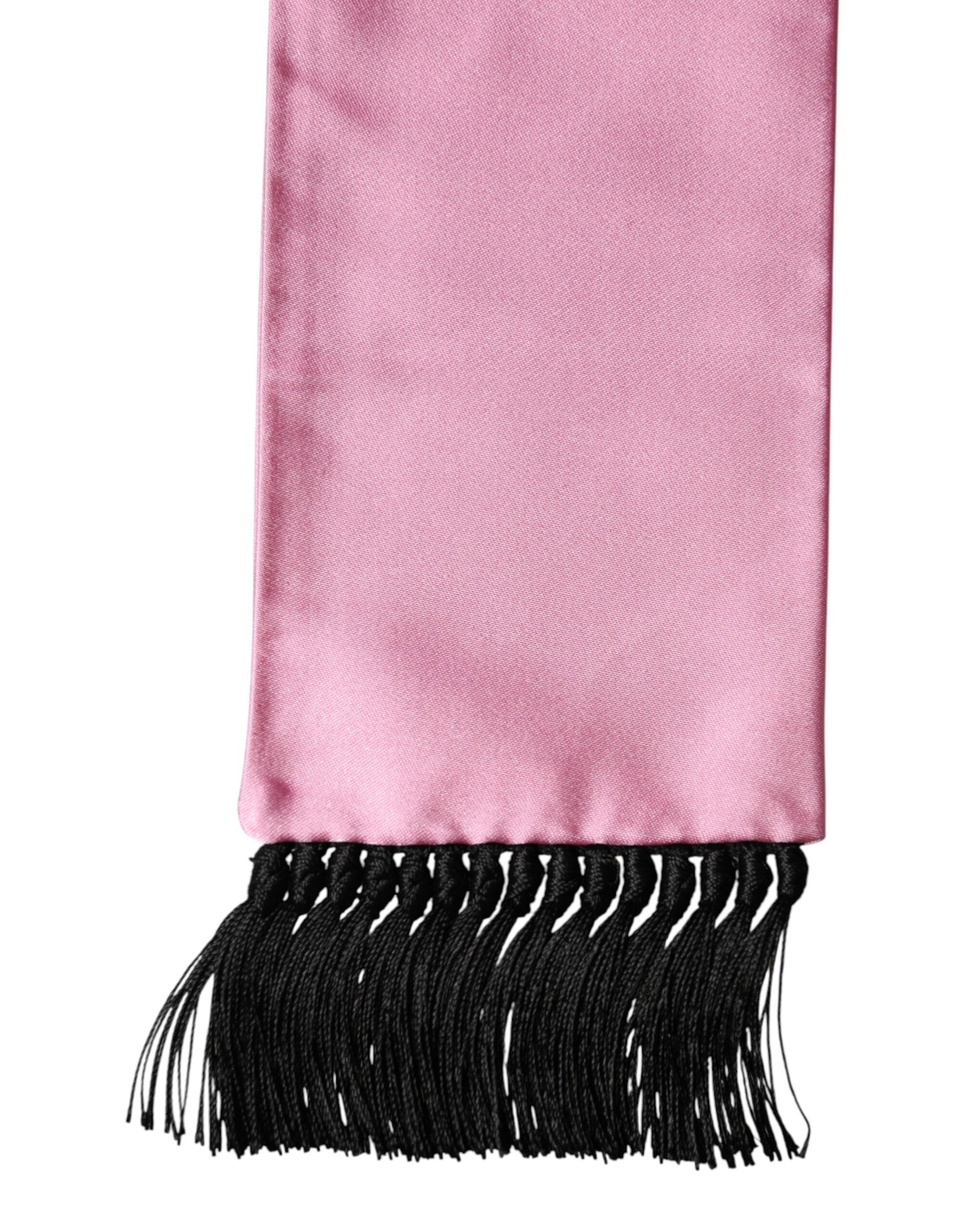 Dolce & Gabbana Pink Silk Fringes Neck Wrap Foulard Scarf