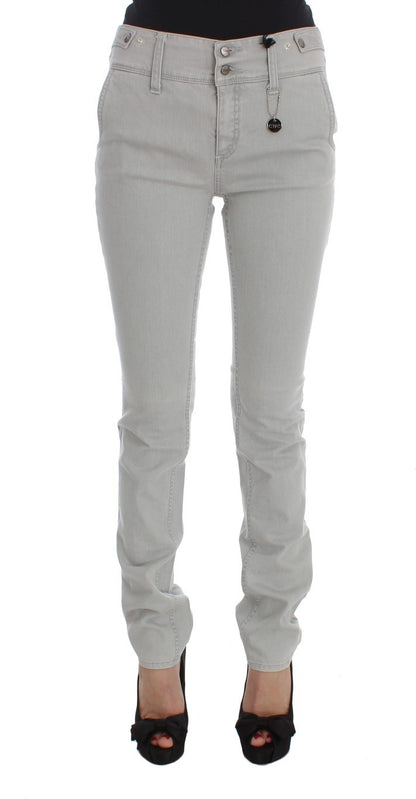 Costume National Pants Gray Cotton Blend Super Slim Fit Jeans