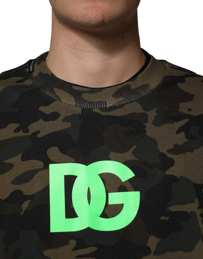 Dolce & Gabbana Men's Crew Neck Cotton Sweatshirt - Multicolor Patterned Camouflage