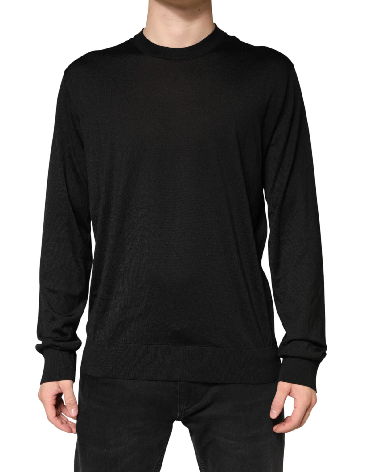 Dolce & Gabbana Men's Crew Neck Silk Sweatshirt - Black