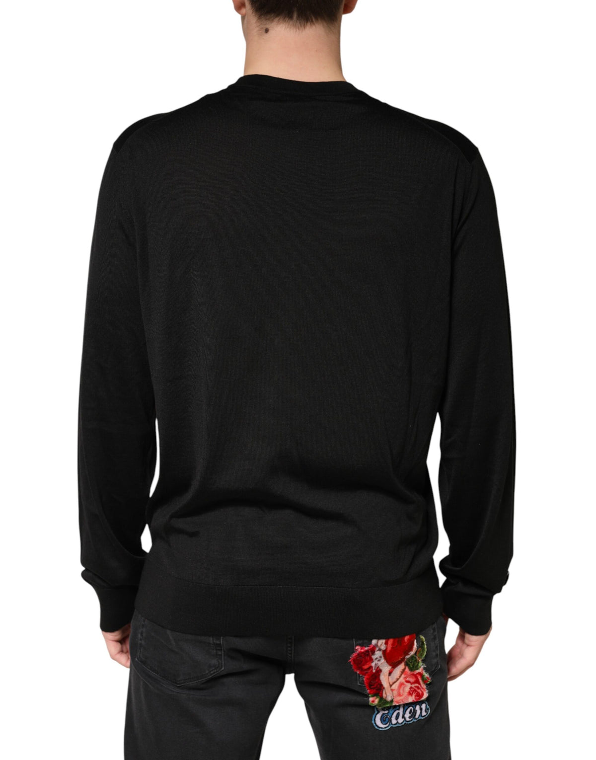 Dolce & Gabbana Men's Crew Neck Silk Sweatshirt - Black