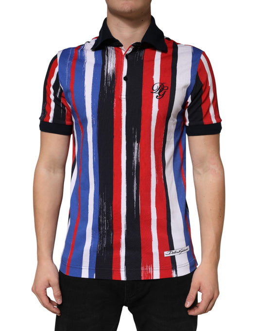 Dolce & Gabbana Multicolor Stripes Cotton Men Polo T-shirt
