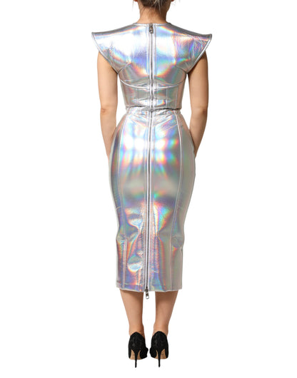 Dolce & Gabbana Women's Sheath Bodycon Polyester Midi Dress - Silver