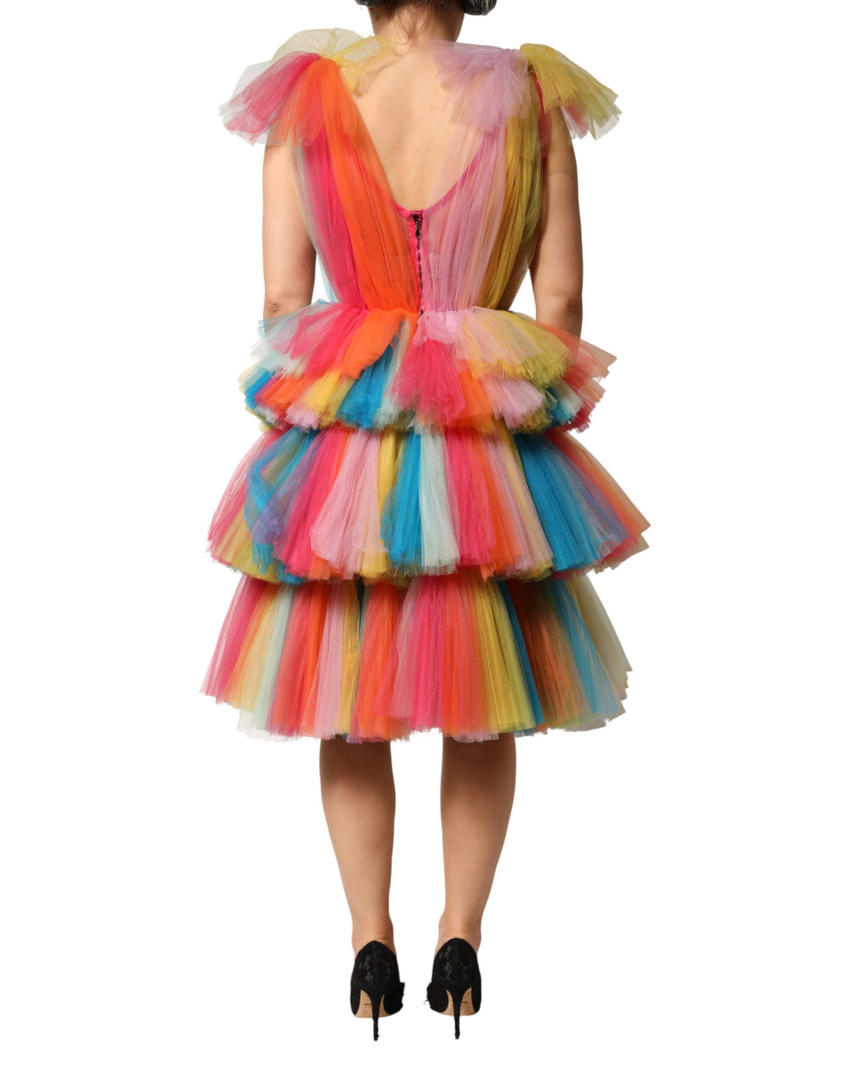 Dolce & Gabbana Women's A Line Cocktail Sleeveless Cotton Silk Nylon & Tulle Midi Dress - Multicolor Patterned