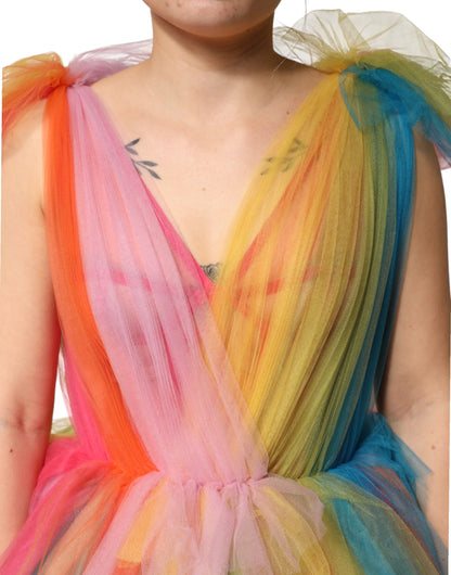 Dolce & Gabbana Women's A Line Cocktail Sleeveless Cotton Silk Nylon & Tulle Midi Dress - Multicolor Patterned