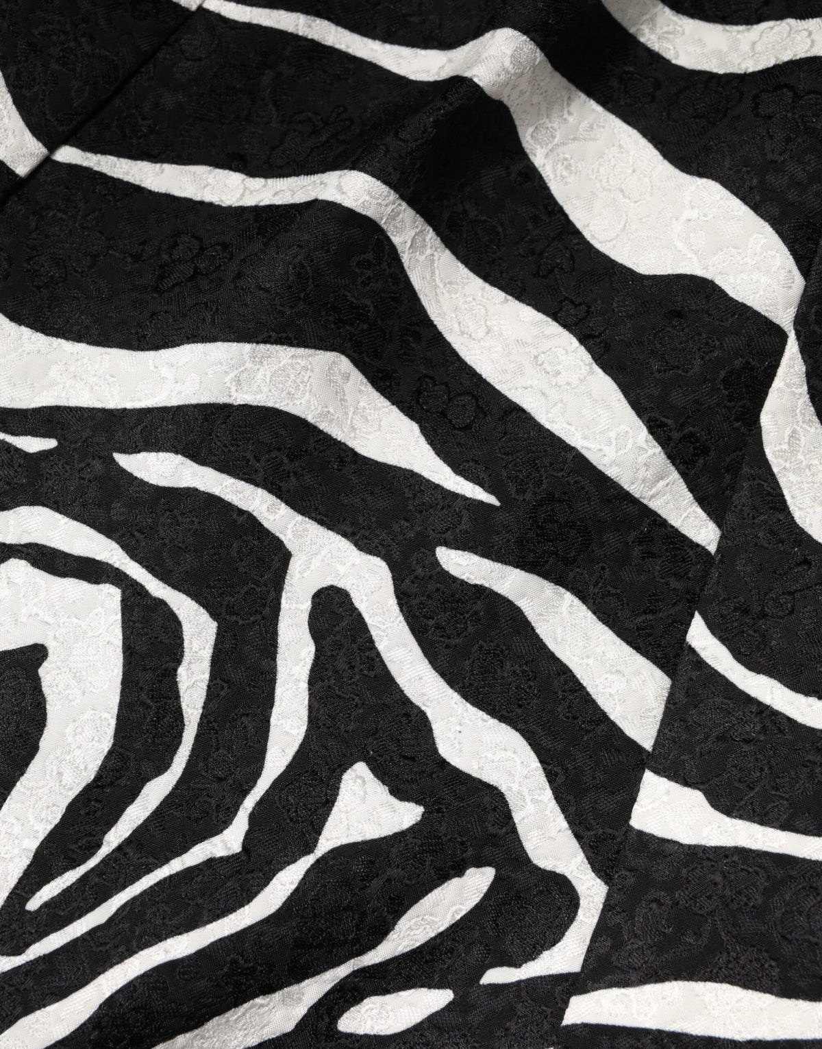 Dolce & Gabbana Women's A Line Sleeveless Viscose Polyester Cotton Short Mini Dress - Black White Zebra Patterned Print