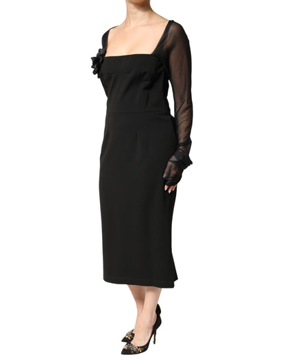 Dolce & Gabbana Women's Sheath Long-Sleeve Stretch Polyamide Viscose Midi Dress - Black