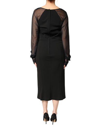 Dolce & Gabbana Women's Sheath Long-Sleeve Stretch Polyamide Viscose Midi Dress - Black