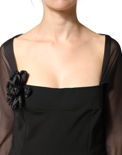 Dolce & Gabbana Women's Sheath Long-Sleeve Stretch Polyamide Viscose Midi Dress - Black