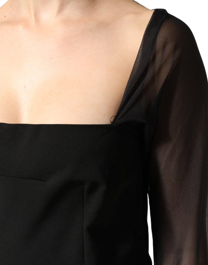Dolce & Gabbana Women's Sheath Long-Sleeve Stretch Polyamide Viscose Midi Dress - Black
