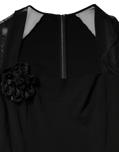 Dolce & Gabbana Women's Sheath Long-Sleeve Stretch Polyamide Viscose Midi Dress - Black