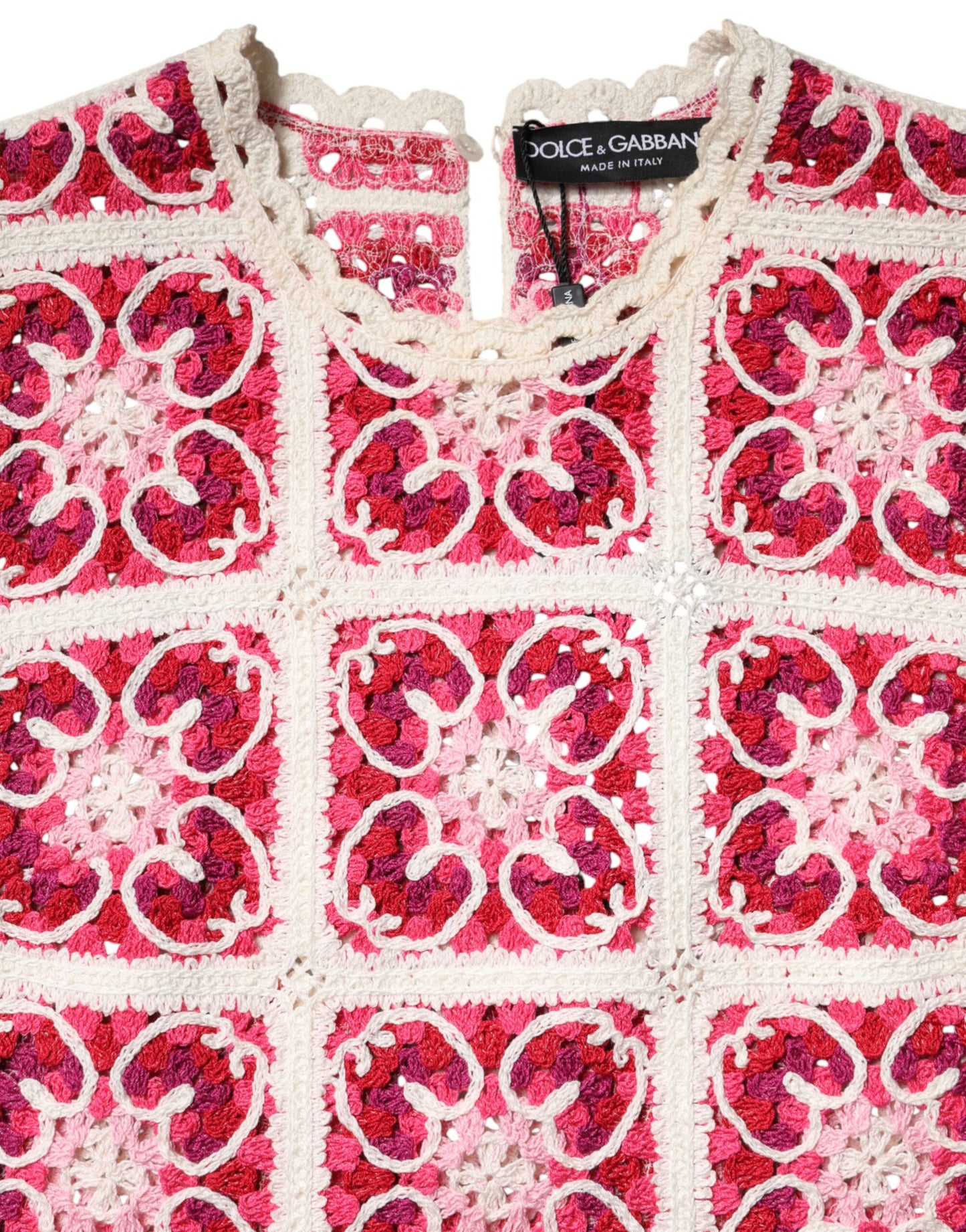 Dolce & Gabbana Multicolor Brick Stitched Crochet Mini Dress