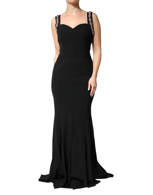 Dolce & Gabbana Women's Gown Bodycon Short-Sleeve Silk Viscose & Acetate Long Dress - Black Red
