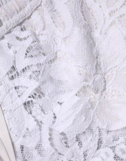 Dolce & Gabbana White Cotton Cut Out Mid Waisted Bermuda Shorts