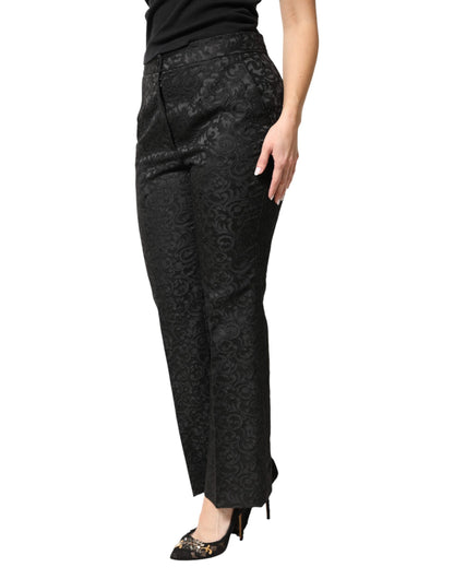 Dolce & Gabbana Women's High Rise Polyester Polyamide & Acetate Trousers - Black Floral