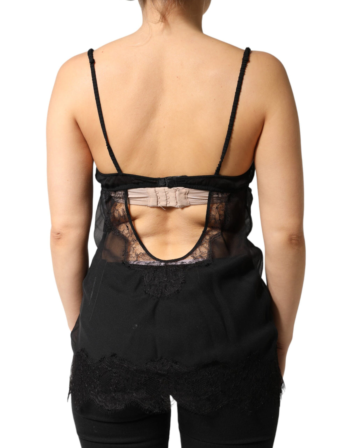 Dolce & Gabbana Women's Polyamide Viscose Silk & Lace Tank Top - Black Floral