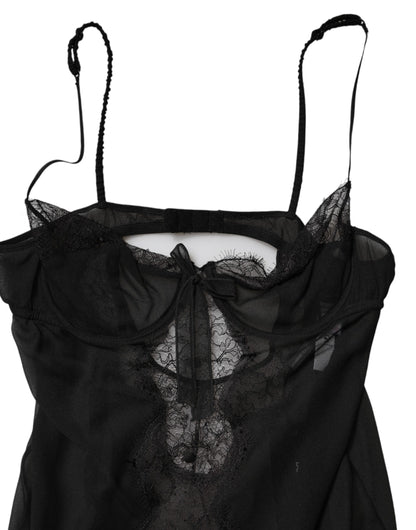 Dolce & Gabbana Women's Polyamide Viscose Silk & Lace Tank Top - Black Floral