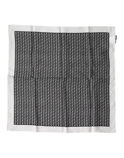 Dolce & Gabbana White Black Patterned Square Foulard Scarf
