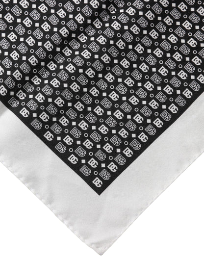 Dolce & Gabbana White Black Patterned Square Foulard Scarf