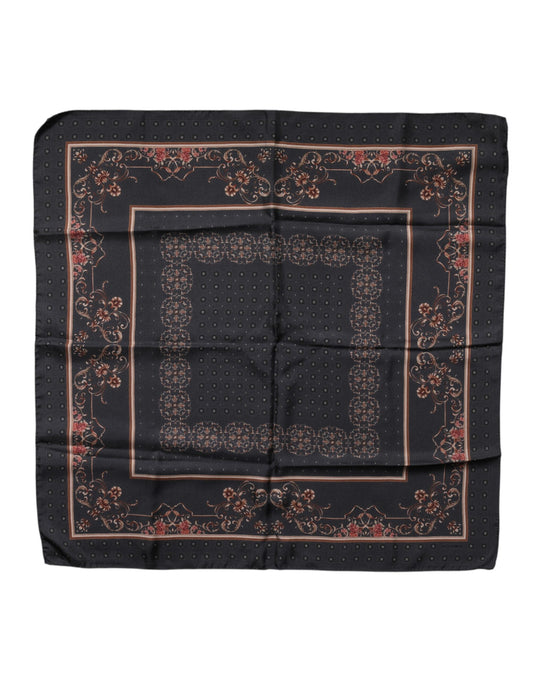 Dolce & Gabbana Black Patterned Square Foulard Scarf
