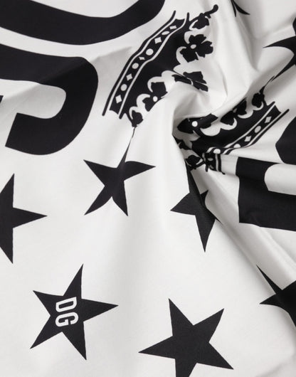 Dolce & Gabbana White DG Crown Print Square Foulard 52cm x 50.5cm Scarf