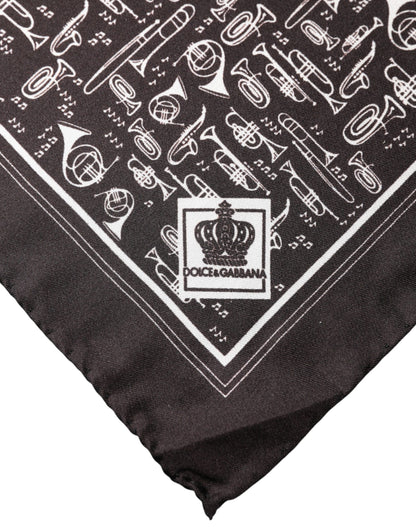 Dolce & Gabbana Brown Jazz Club Square Handkerchief Men 32cm x 31cm Scarf