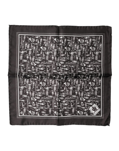Dolce & Gabbana Brown Jazz Club Square Handkerchief Men 32cm x 31cm Scarf