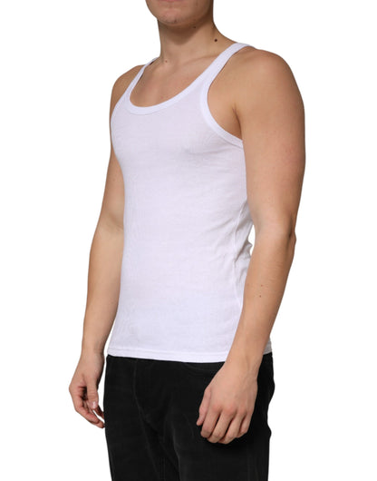Dolce & Gabbana White Sleeveless Round Neck Tank Top T-shirt