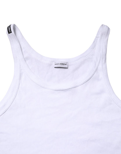 Dolce & Gabbana White Sleeveless Round Neck Tank Top T-shirt
