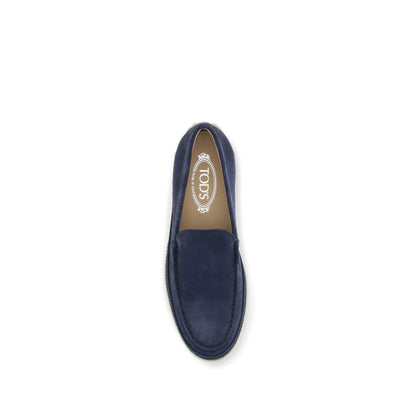 Tod's Blue Calf Leather Bos Taurus Slip-On Loafers