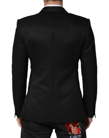 Dolce & Gabbana Men's Double Breasted Silk Cotton & Polyester Blazer - Black