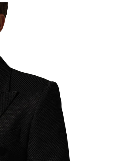Dolce & Gabbana Men's Double Breasted Silk Cotton & Polyester Blazer - Black