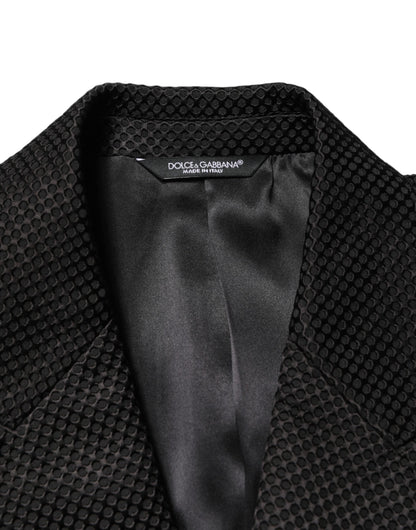 Dolce & Gabbana Men's Double Breasted Silk Cotton & Polyester Blazer - Black