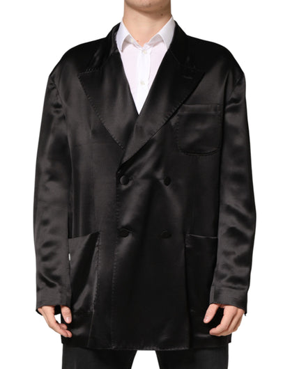 Dolce & Gabbana Men's Double Breasted Silk Blazer - Black
