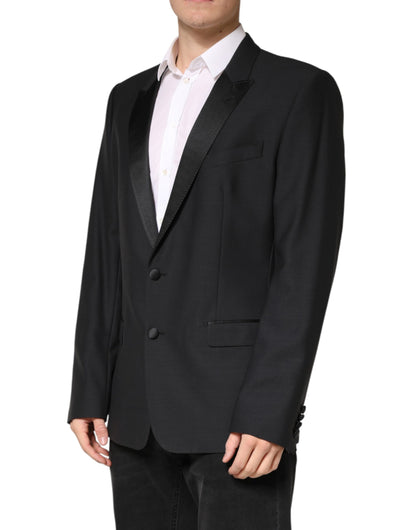 Dolce & Gabbana Men's Single Breasted Virgin Wool Silk & Viscose Blazer - Black
