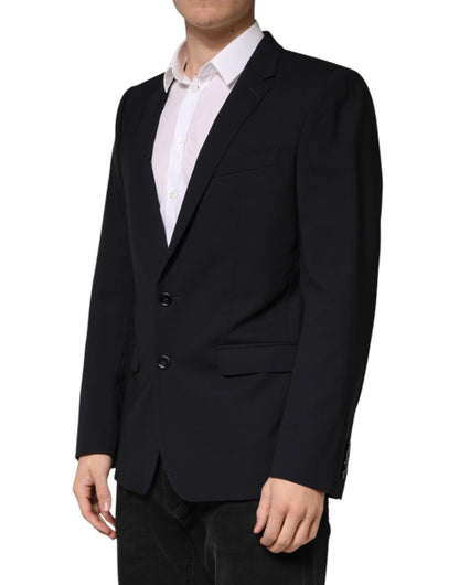 Dolce & Gabbana Men's Single Breasted Viscose & Virgin Wool Blazer - Black