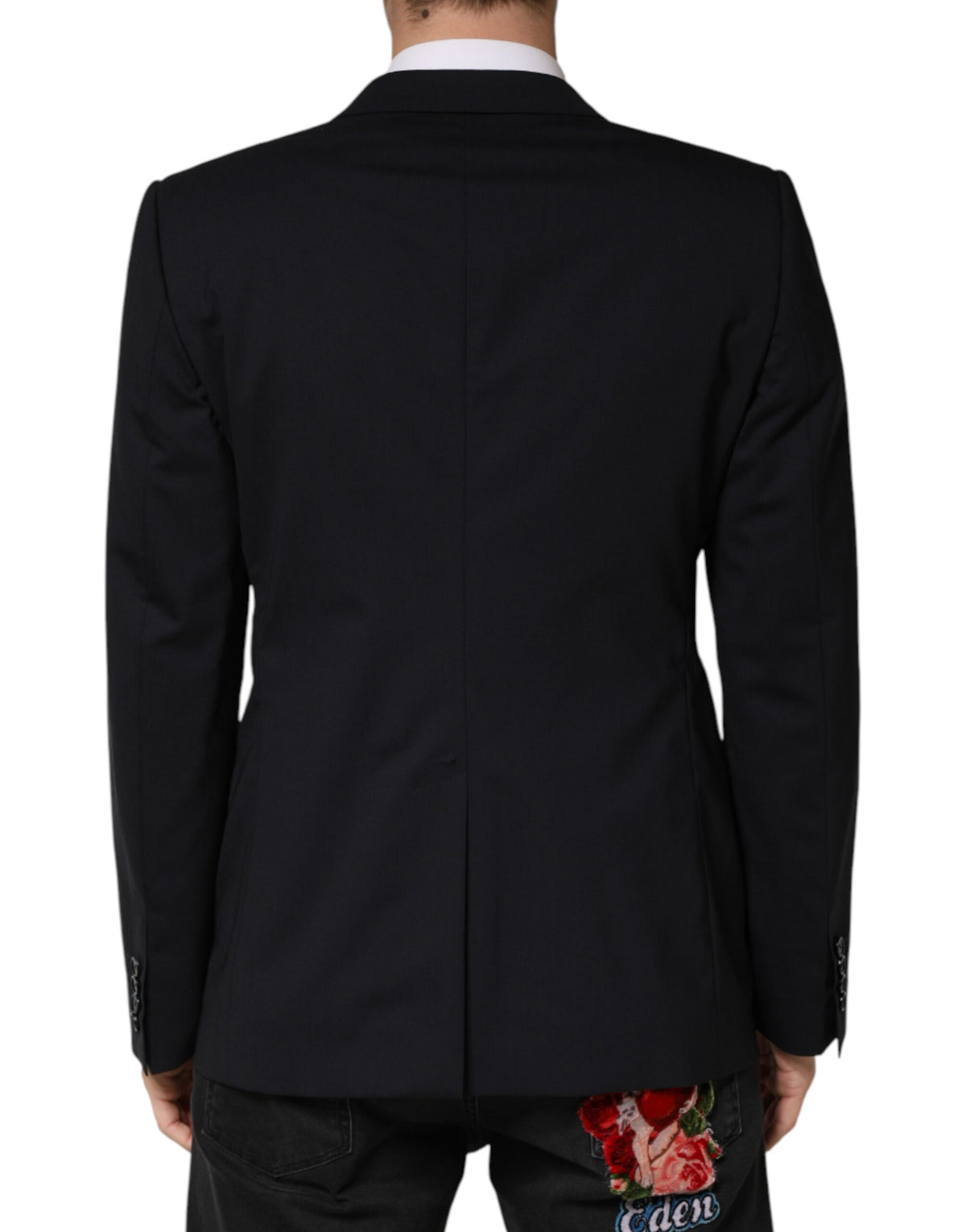 Dolce & Gabbana Men's Single Breasted Viscose & Virgin Wool Blazer - Black