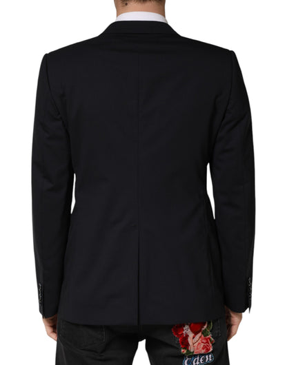 Dolce & Gabbana Men's Single Breasted Viscose & Virgin Wool Blazer - Black
